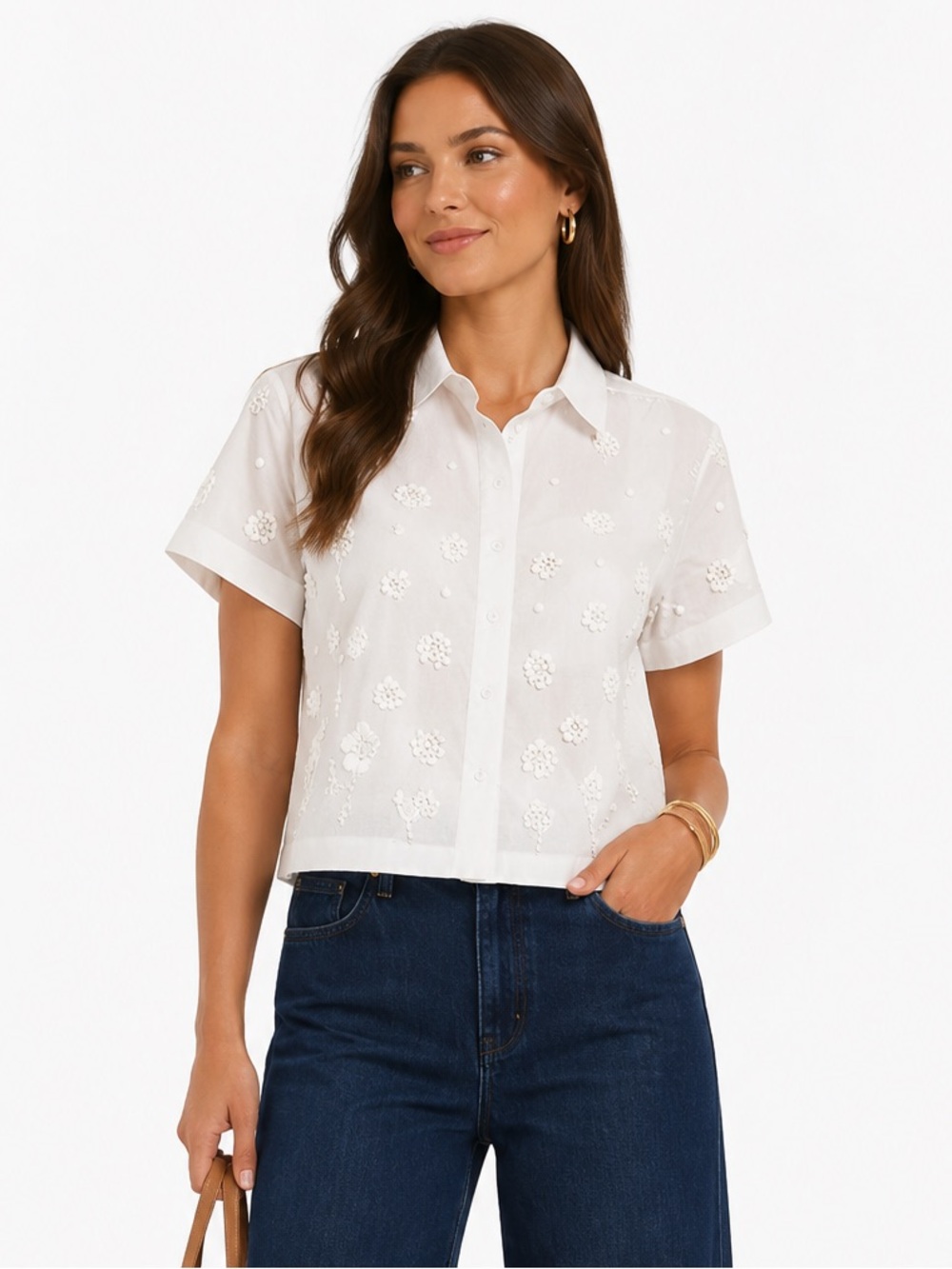 J.Crew Collection Embellished button up shirt
